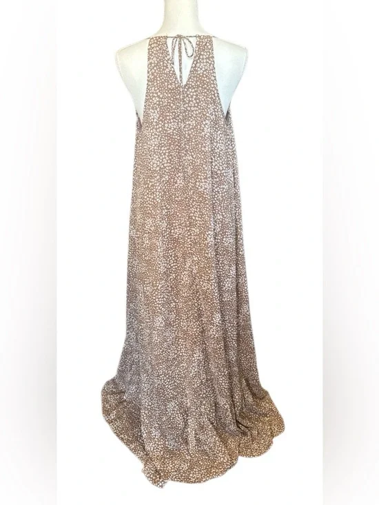 Flawless Brown Speckled Maxi Dress - Sleeveless Flow - Picture 3 of 7